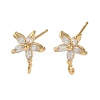 Brass Micro Pave Cubic Zirconia Studs Earring Findings KK-K364-03G-1