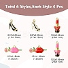 24Pcs 6 Styles Rack Plating Alloy Enamel Pendants ENAM-YW0005-71-3