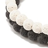 2Pcs 2 Style Natural Lava Rock(Dyed) Round Beaded Stretch Bracelets Set with Heart BJEW-JB07579-5