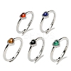 Heart Natural Mixed Stone Adjustable Rings RJEW-Q818-02P-1
