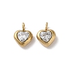 304 Stainless Steel Micro Pave Cubic Zirconia Pendants STAS-L022-396B-G-1