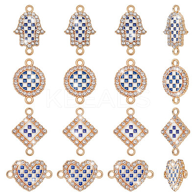 40Pcs 4 Styles Alloy Blue and White Enamel Links Connector Charms FIND-AR0006-07-1