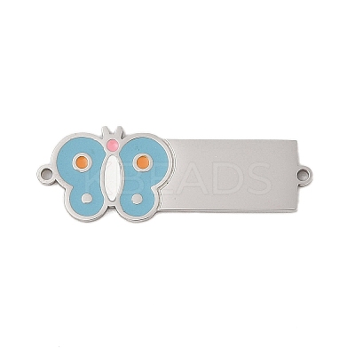 304 Stainless Steel Light Blue Enamel Connector Charms STAS-P377-16P-C-1