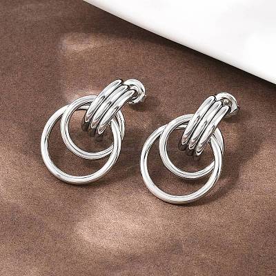 304 Stainless Steel Twist Ring Stud Earrings EJEW-P324-06P-1