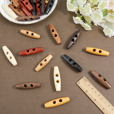 32Pcs 8 Colors 2-Hole Wood Buttons DIY-GF0011-42B-1