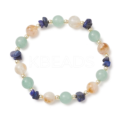 Natural Citrine & Green Aventurine & Lapis Lazuli Beads Stretch Bracelets for Women BJEW-JB13183-1