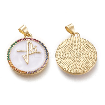 Brass Micro Pave Cubic Zirconia Pendants ZIRC-F116-01A-G-1