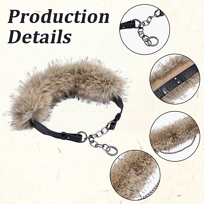 Faux Fur PU Leather Chain Belts AJEW-WH20072-55A-01-1