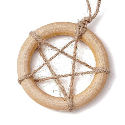 Ring with Star Wood Pendant Decoration HJEW-JM02200-1