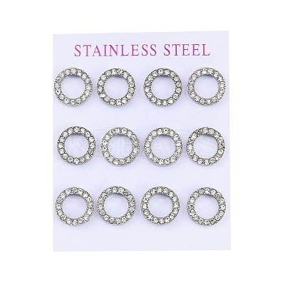 304 Stainless Steel Stud Earrings EJEW-C099-09P-02-1