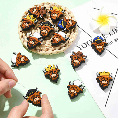 14Pcs 7 Styles Cattle Food Grade Silicone Focal Beads SIL-CJ0003-11-1