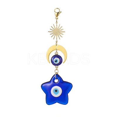 Handmade Evil Eye Lampwork Pendant Decorations HJEW-JM00912-01-1