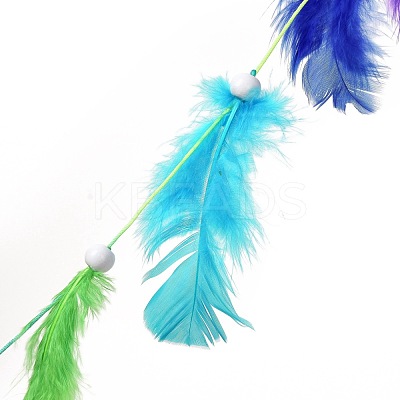 Chakra Theme Iron Woven Web/Net with Feather Pendant Decorations AJEW-B016-03-1