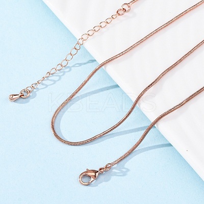 Brass Round Snake Chain Necklaces for Women NJEW-D302-15RG-1
