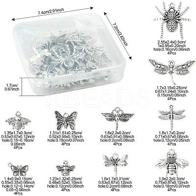 40Pcs 10 Styles Tibetan Style Alloy Pendants TIBEP-FS0001-45-1