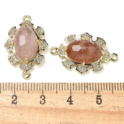 Natural Strawberry Quartz Faceted Oval Connector Charms G-G181-06G-05-1