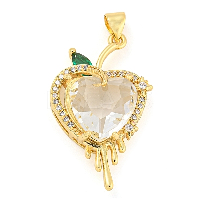 Rack Plating Brass Micro Pave Clear Cubic Zirconia Pendants ZIRC-L100-162G-08-1