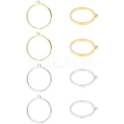8Pcs 2 Colors 304 Stainless Steel Open Back Bezel Polishing Pendants STAS-UN0031-89-1