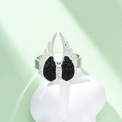 304 Stainless Steel with Rhinestone Finger Rings RJEW-Q020-17P-1