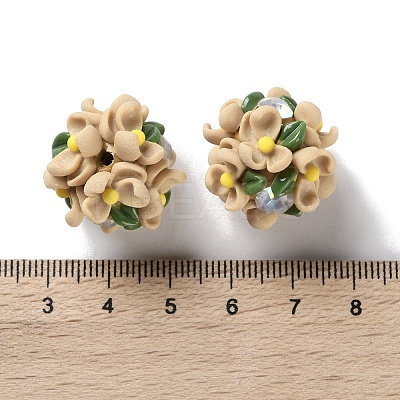 Luminous Polymer Clay Rhinestone Floral Ball Beads CLAY-U002-01A-1