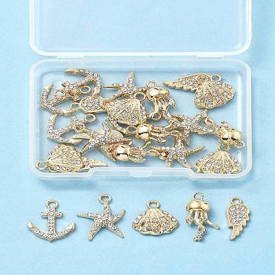25Pcs 5 Style Alloy Crystal Rhinestone Pendants FIND-FS0004-14-1