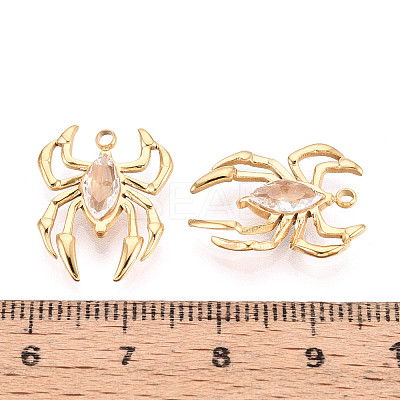304 Stainless Steel and Rhinestone Pendants STAS-T071-05B-G-1