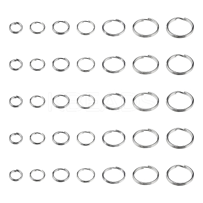 700Pcs 7 Styles 201& 304 Stainless Steel Split Rings STAS-CJ0002-17-1