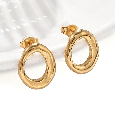 304 Stainless Steel Chunky Oval Studs Earrings for Women LS-EJEW-K306-28G-1