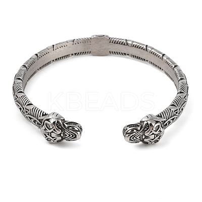 Viking 304 Stainless Steel Open Cuff Bangles for Men BJEW-U001-05B-AS-1