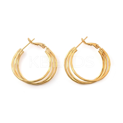 Brass Triple Hoop Earrings for Women EJEW-U055-01G-1