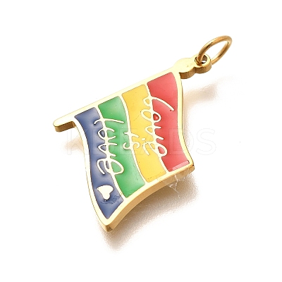Pride 304 Stainless Steel Enamel Pendants STAS-B079-01G-08-1