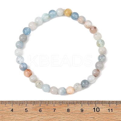 6MM Natural Aquamarine Round Beaded Stretch Bracelets BJEW-JB14423-1