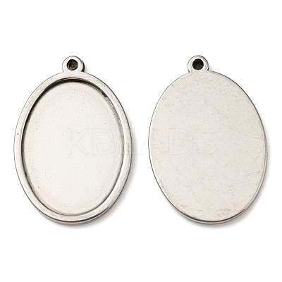 Non-Tarnish 201 Stainless Steel Pendant Cabochon Settings STAS-F296-05B-P-1