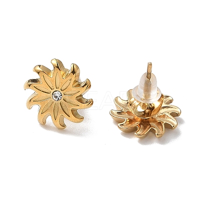 304 Stainless Steel Rhinestone Stud Earrings for Women STAS-Z117-13G-1