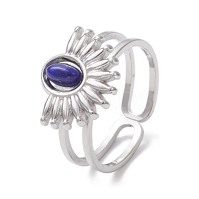 Natural White Jade & Amethyst & Lapis Lazuli & Tiger Eye 7 African Turquoise Finger Ring RJEW-JR00767-02-1
