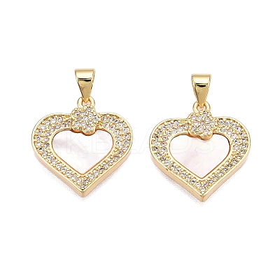 Brass Micro Pave Clear Cubic Zirconia Pendants KK-N254-200G-1