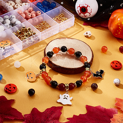 DIY Halloween Gemstone Bracelet Necklace Making Kit DIY-OC0008-56-1