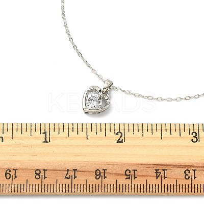 Crystal Rhinestone Heart Pendant Necklace with Cable Chains NJEW-FZ00017-1
