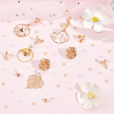 10Pcs 5 Style Brass Stud Earring Findings KK-CN0001-88-1