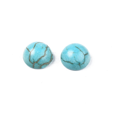 Craft Findings Dyed Synthetic Turquoise Gemstone Flat Back Dome Cabochons TURQ-S266-4mm-01-1