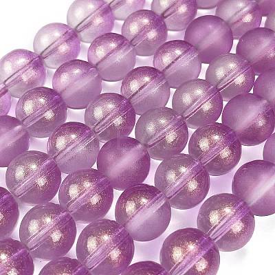 Frosted Transparent Glass Bead Strands GLAA-P065-10mm-07-1
