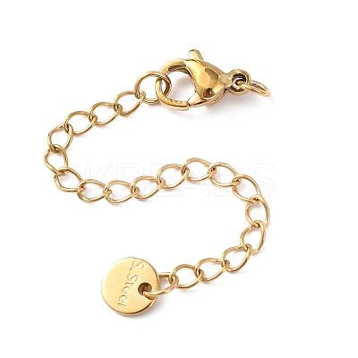 304 Stainless Steel Chain Extender with Flat Round Charms STAS-G383-05G-1