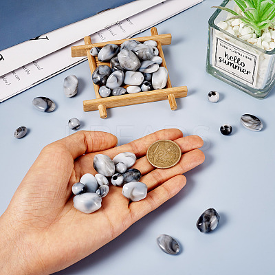 80pcs 4 styles Opaque Two Tone Imitation Jade Acrylic Beads OACR-TA0002-73-1