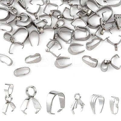 60Pcs 6 Styles 304 Stainless Steel Snap on Bails STAS-YW0002-83-1