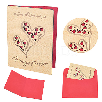 Valentine's Day Wooden Greeting Cards DIY-CP0011-91D-1