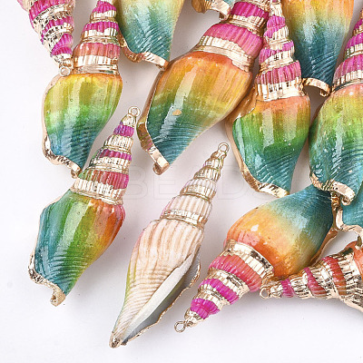 Spray Painted & Electroplate Spiral Shell Big Pendants SSHEL-T010-05A-1