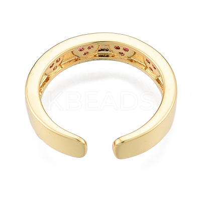 Magenta Cubic Zirconia Heart Open Cuff Ring RJEW-G261-16G-1
