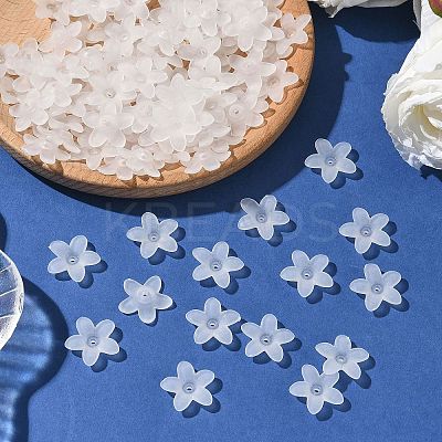Transparent Frosted Acrylic Flower Beads X-PAB1936Y-10-1
