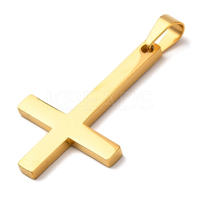 304 Stainless Steel Christian Inverted Cross Pendants STAS-F323-10G-1