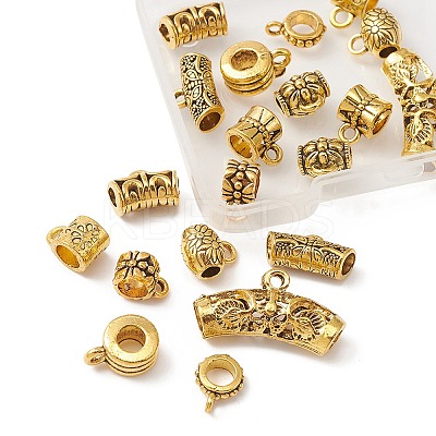 20Pcs 10 Style Tibetan Style Alloy Tube Bails FIND-YW0003-69-1